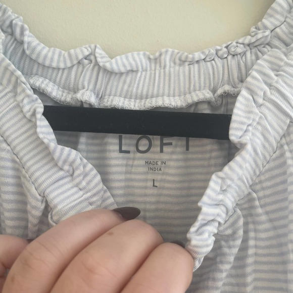 Loft Striped Ruffle Halter Flounce Top Size Large - Picture 4 of 6